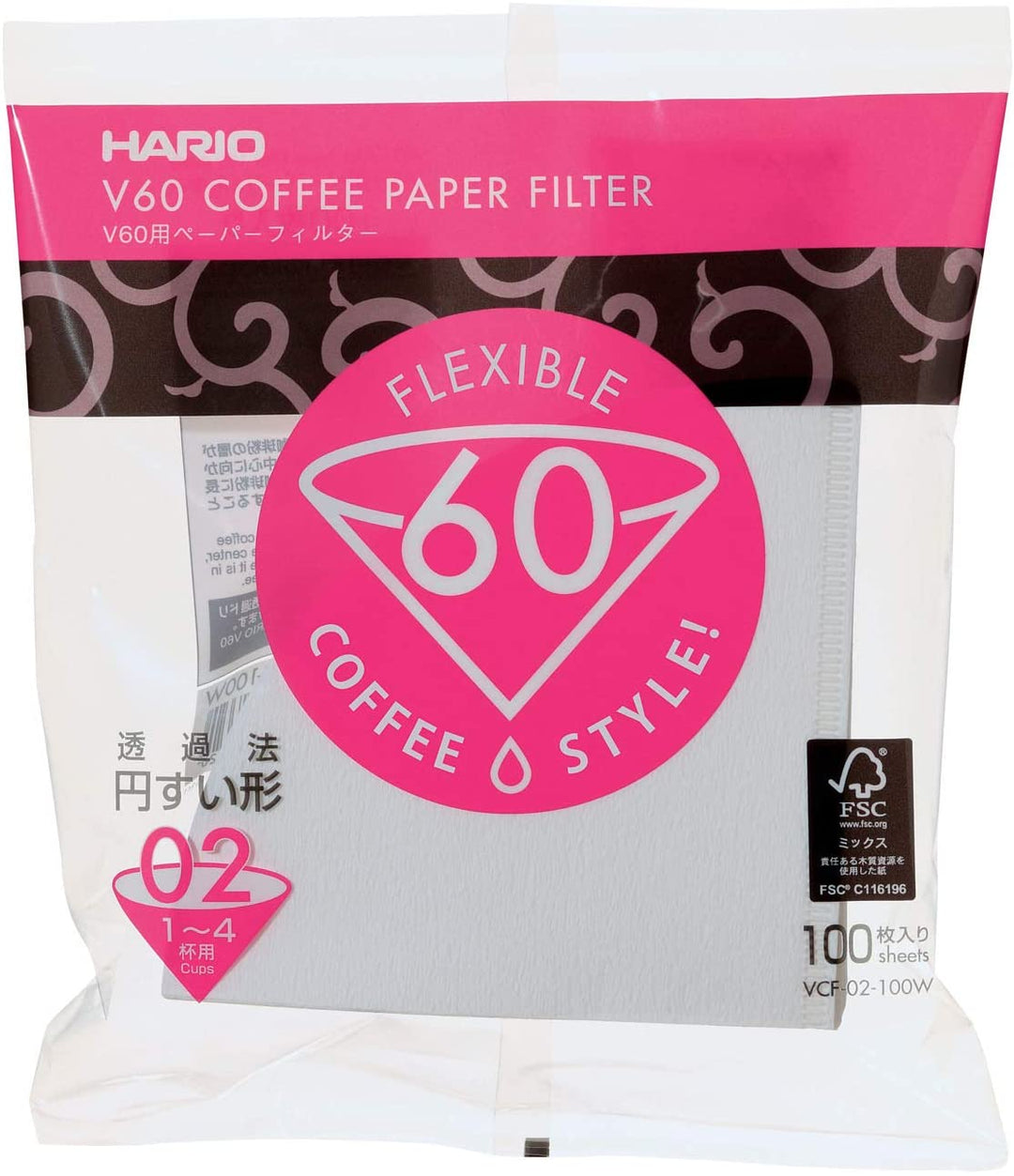Hario - V60 漂白及無漂白手沖咖啡濾紙|VCF-01/02|1-2杯/1-4杯|