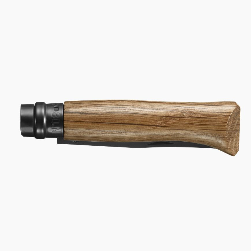 Opinel - N°08 Black Stainless Steel Folding Knife|Oak Wood Handle|Stainless Steel Black Stainless Steel Folding Knife