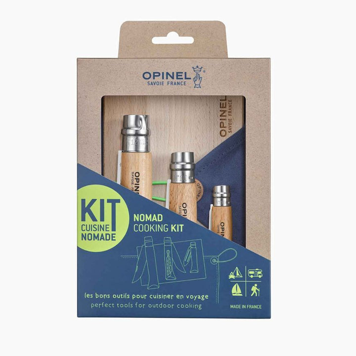 Opinel - Nomad Cooking Kit|游牧廚具組|櫸木手柄|3把刀+砧板+收納布