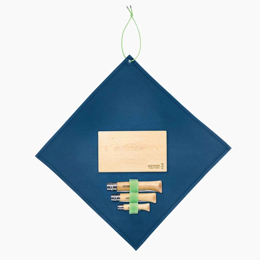 Opinel - Nomad Cooking Kit|游牧廚具組|櫸木手柄|3把刀+砧板+收納布