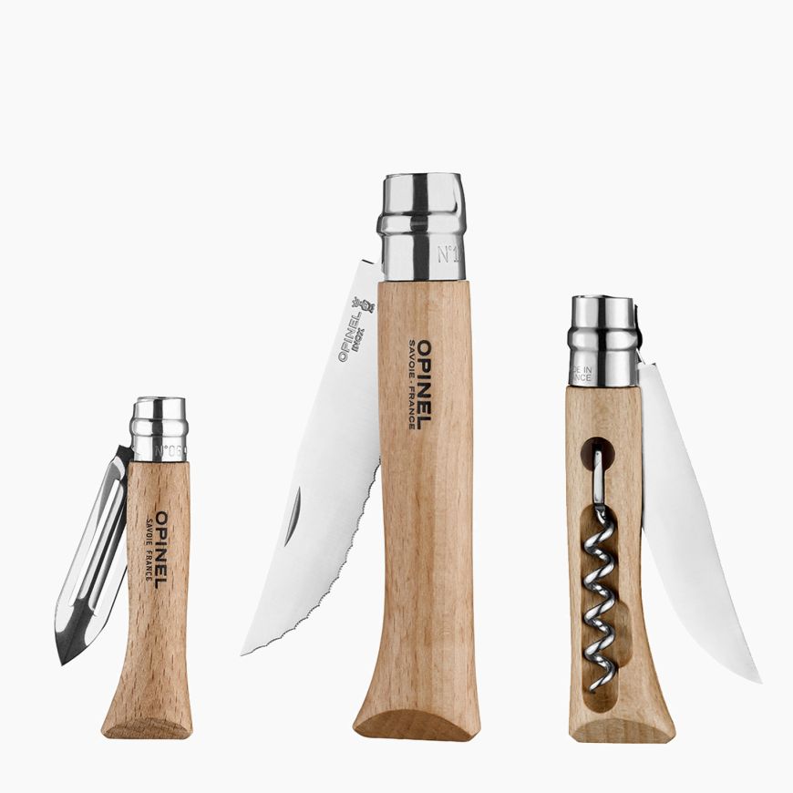Opinel - Nomad Cooking Kit|游牧廚具組|櫸木手柄|3把刀+砧板+收納布
