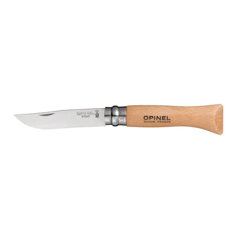 Opinel - N°06 Stainless Steel Folding Knife｜Beechwood Handle｜Stainless Steel Folding Knife