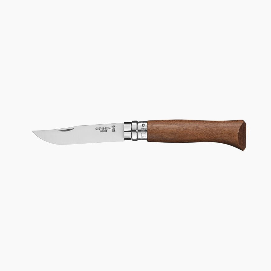 Opinel - N°08 Stainless Steel Folding Knife｜Walut Wood Handle｜Stainless Steel Folding Knife